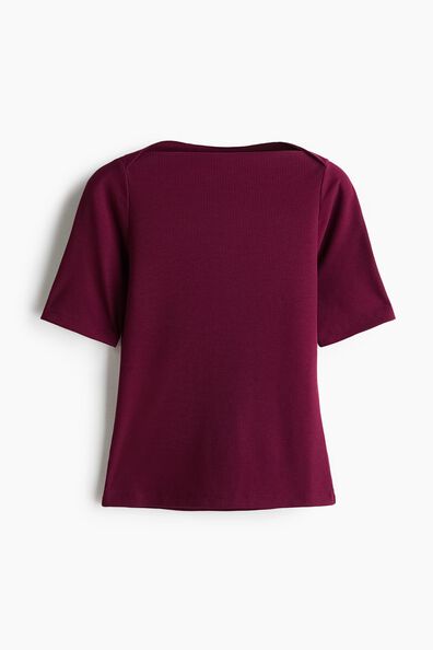 Rib-knit boat-neck top