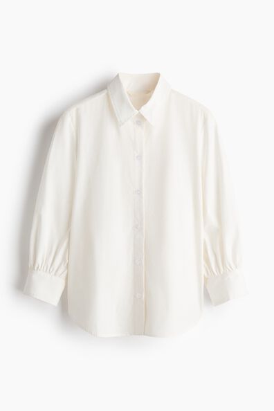 Balloon-sleeved cotton shirt