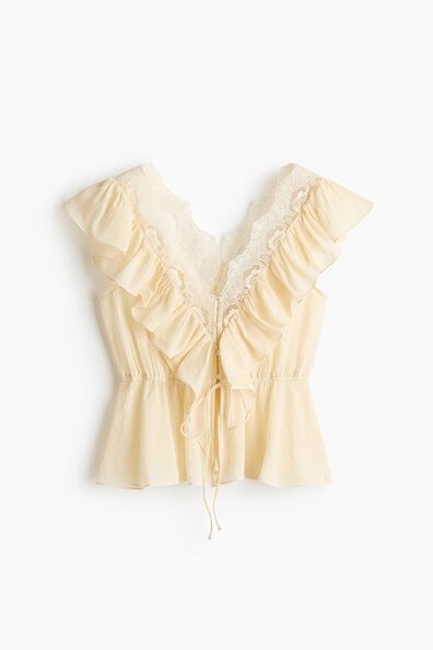 Flounce-trimmed lyocell top