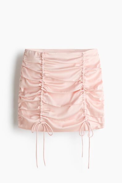 Ruched satin skirt