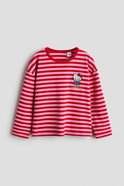 Embroidered-motif long-sleeved T-shirt