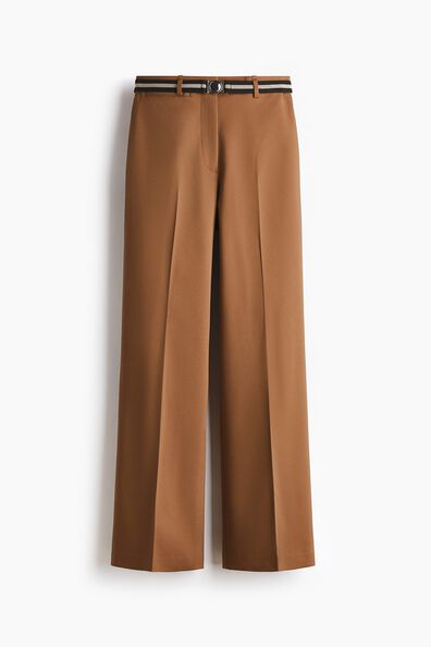 Belted bootcut trousers