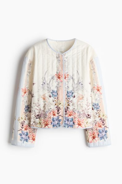 Quilted linen-blend jacket