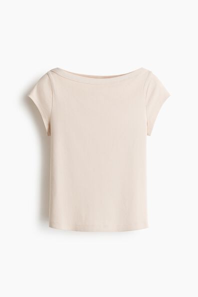 Rib-knit boat-neck top