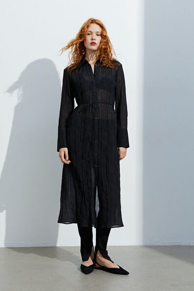 Tiered Shirt Dress with Belt - Effortless Elegance