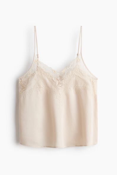 Lace-trimmed strappy top