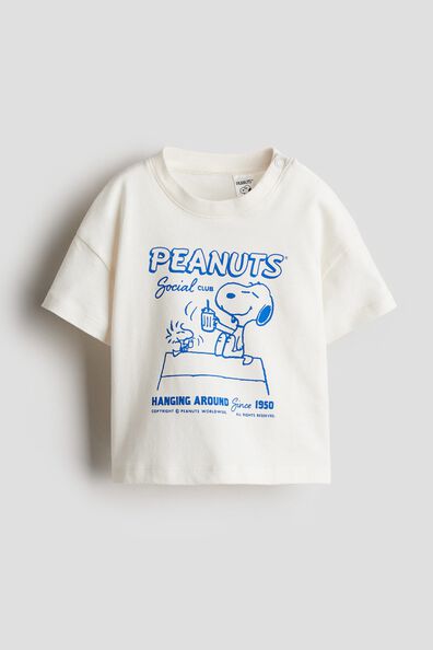 Print-motif cotton T-shirt