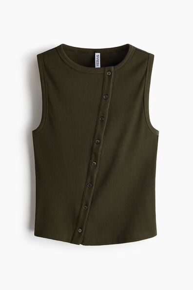 Button-front cotton vest top