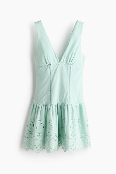 Flared-skirt broderie anglaise dress