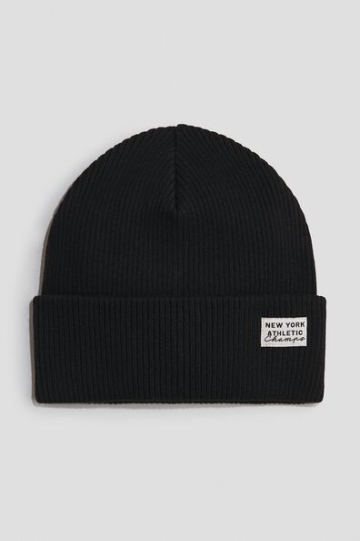 Rib-knit cotton beanie