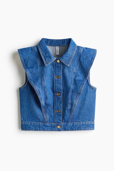 Flounce-trimmed denim waistcoat