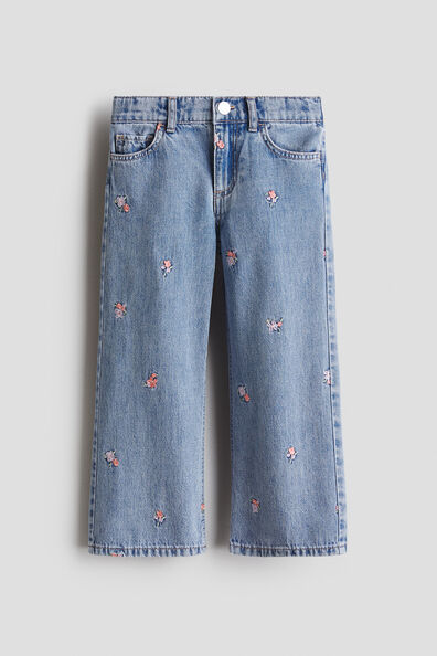Motif- detail wide leg jeans