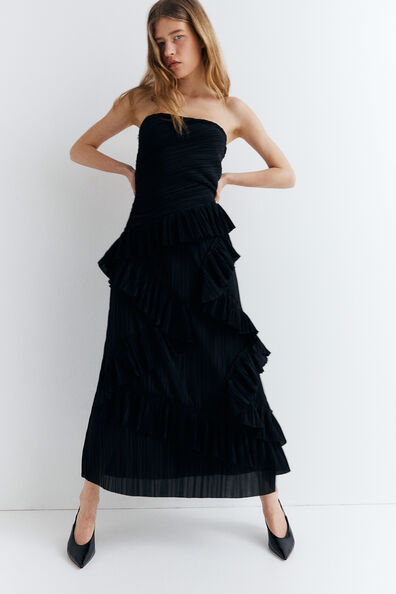 Frill-trimmed bandeau dress