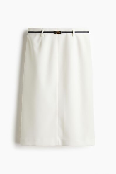Belted pencil skirt