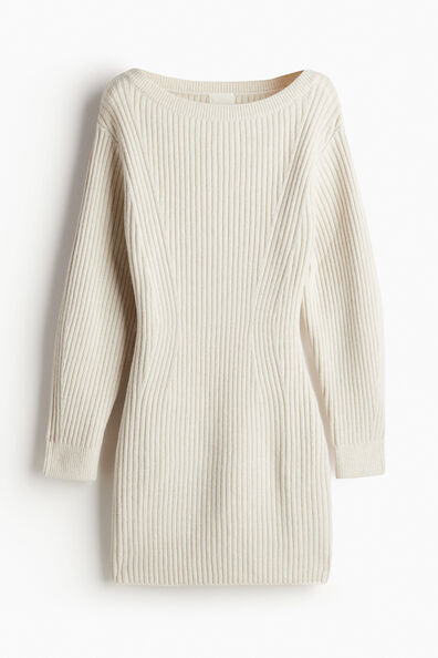 Rib-knit boat-neck dress
