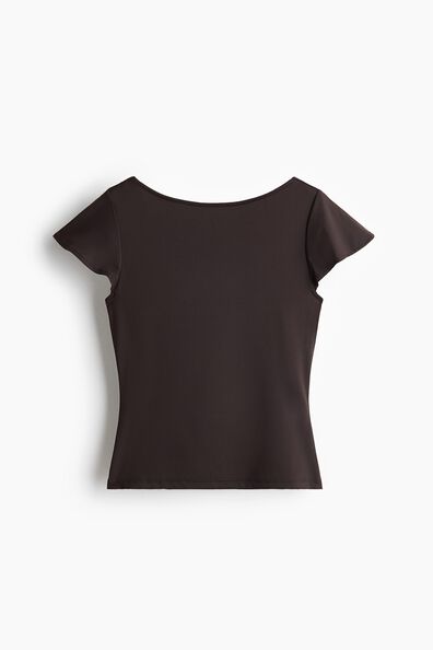 Cowl-back jersey top