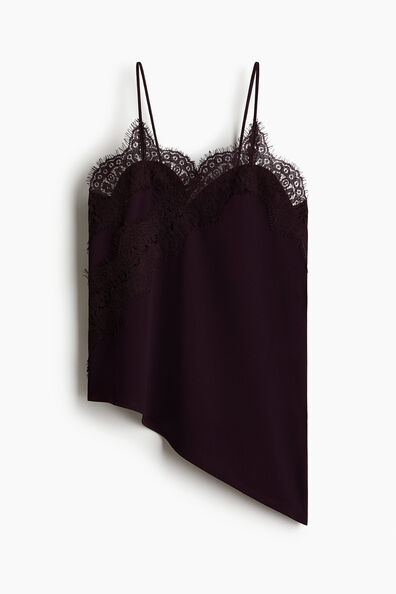 Lace-trimmed strappy top