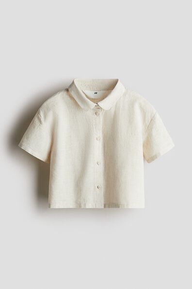 Linen-blend blouse