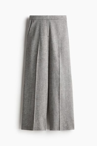 Wide linen-blend trousers