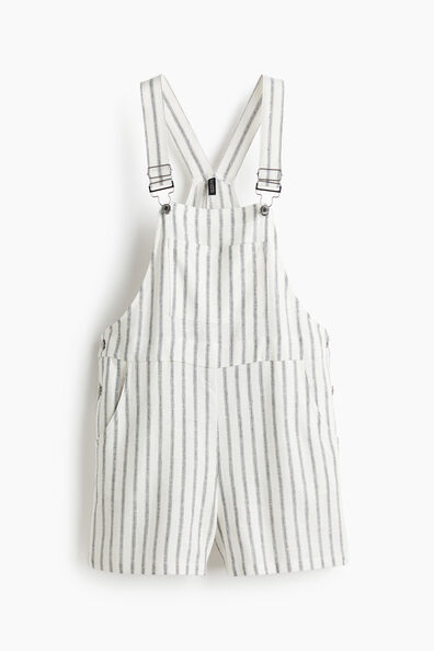 Linen-blend dungaree shorts