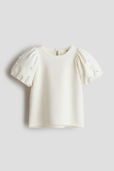 Bead-detail fine-knit top