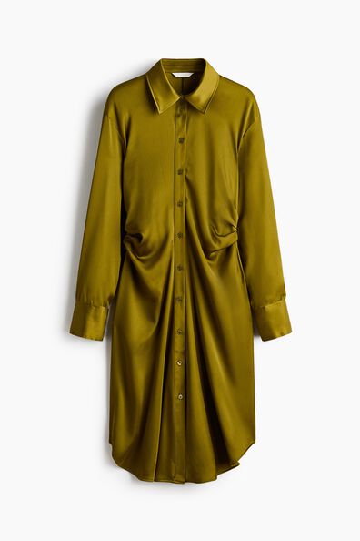 Satin shirt dress