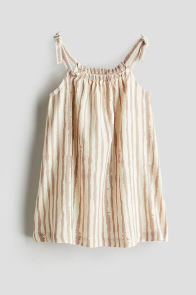 Patterned linen-blend dress