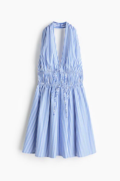 Drawstring-detail halterneck dress