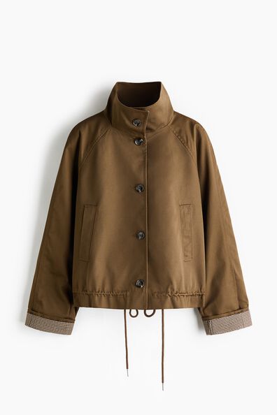 Funnel-collar twill jacket