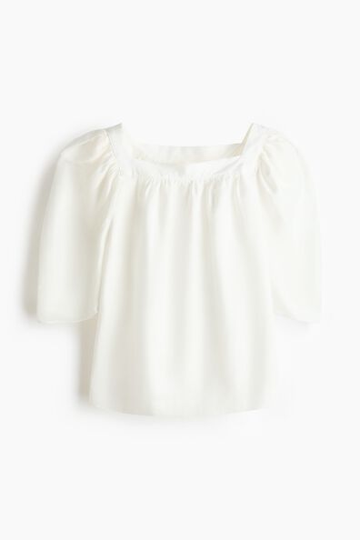 Linen-blend blouse