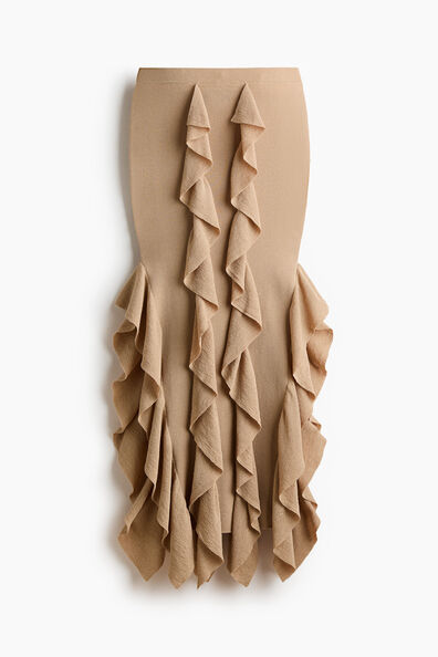 Flounced knitted skirt