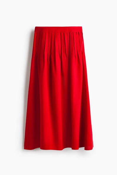 Pleated linen-blend skirt