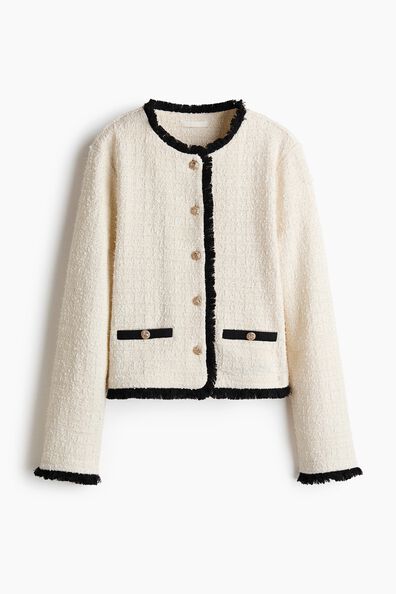 Fringed bouclé-knit jacket