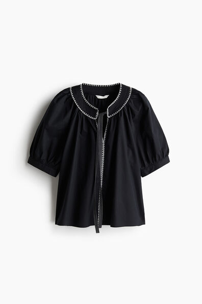 Tie-detail poplin blouse