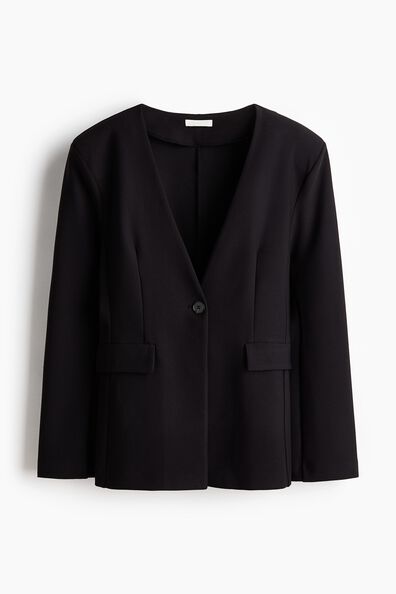 Collarless jersey blazer