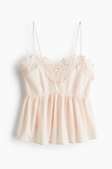 Lace-trimmed strappy top