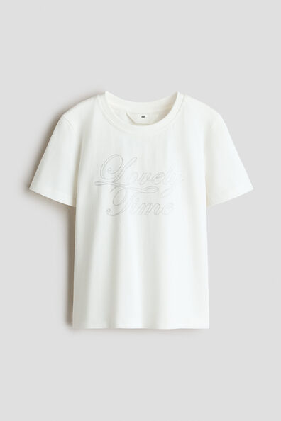 Motif-detail cotton T-shirt