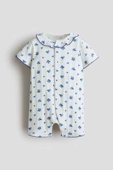 Floral-print cotton sleepsuit