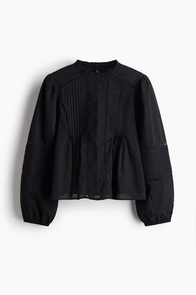 Pintucked cotton blouse