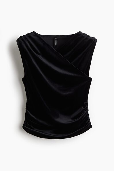 Draped velour vest top