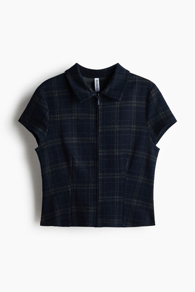 Viscose-blend zip-through top