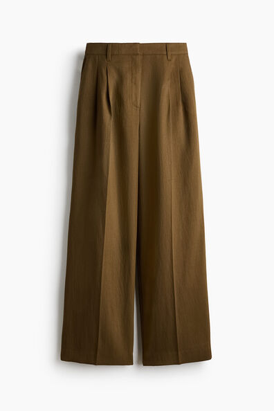 Linen-blend tailored trousers