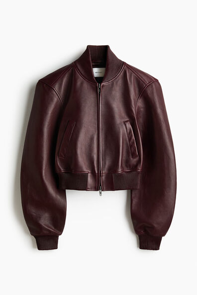 Leather bomber jacket