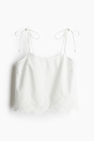 Embroidered tie-strap top