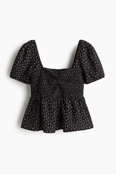 Smocked peplum blouse