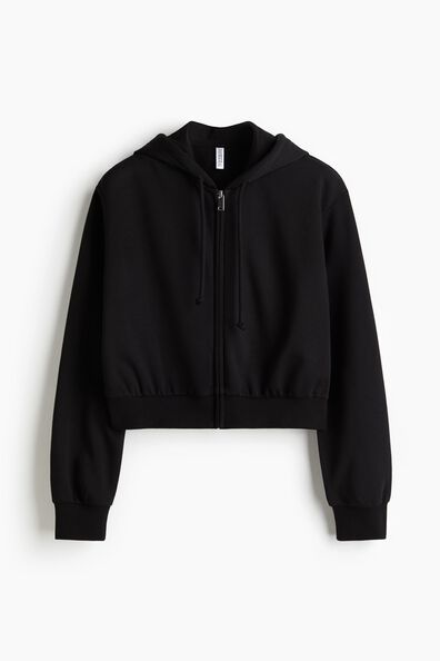 Cropped zip-through hoodie