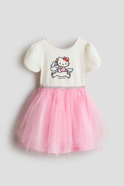 Printed tulle-skirt dress
