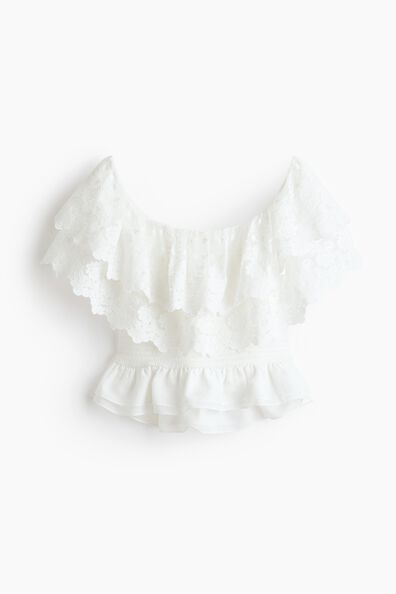 Flounced off-the-shoulder top