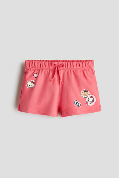 Print-motif cotton sweatshorts