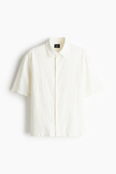 Loose Fit Short-sleeved linen-blend shirt